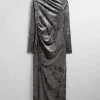 & Other Stories Dresses | Draped Velvet Midi Dress Grey