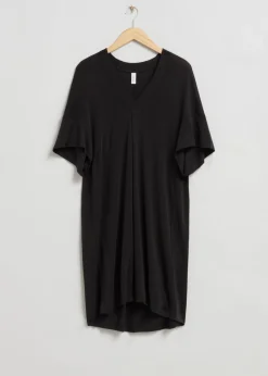 & Other Stories Dresses | Draped V-Neck Dress Black