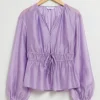 & Other Stories Blouses & Shirts | Drawstring Waist Blouson Sleeve Blouse Lilac