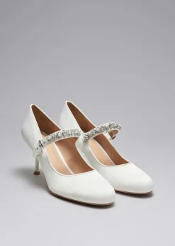 & Other Stories Heels | Embellished Satin Pumps White