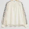 & Other Stories Blouses & Shirts | Embroidered Blouse Ivory/Black Embroidered
