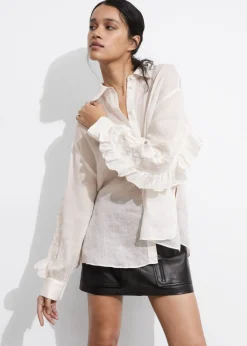 & Other Stories Blouses & Shirts | Embroidered Frill-Trimmed Shirt White