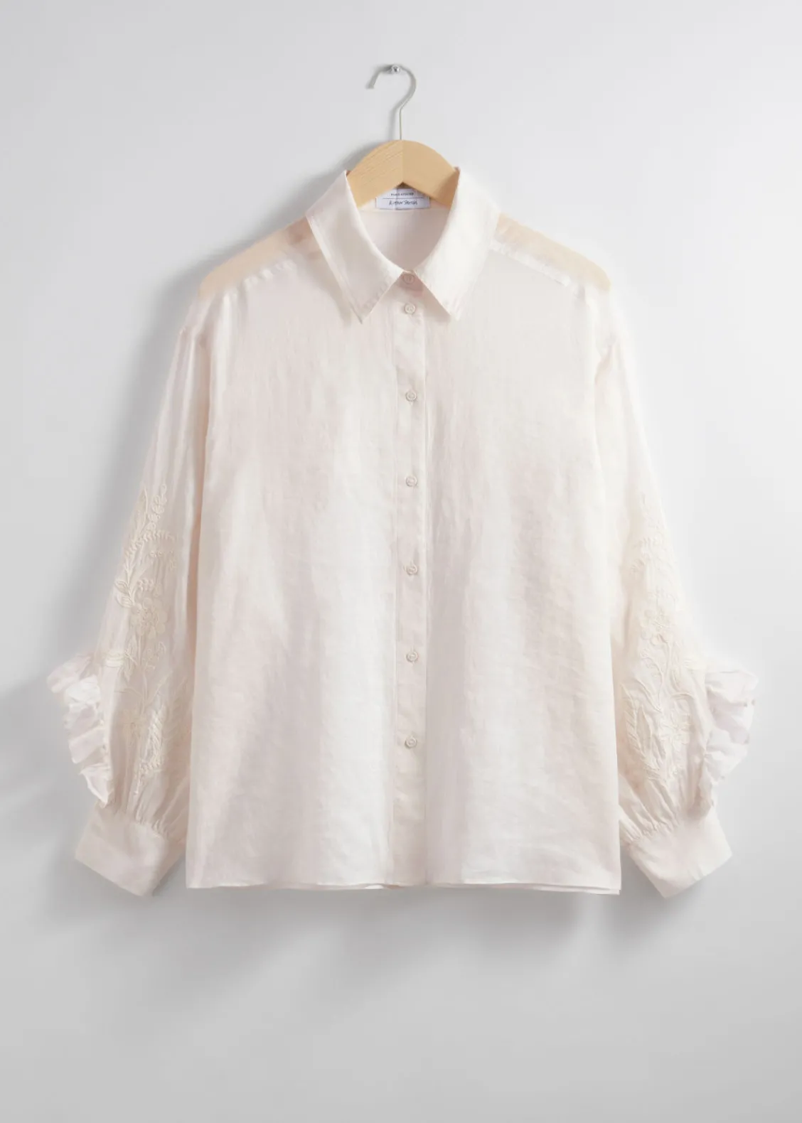 & Other Stories Blouses & Shirts | Embroidered Frill-Trimmed Shirt White