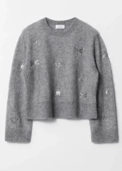 & Other Stories Sweaters & Knits | Embroidered Merino-Blend Jumper Grey
