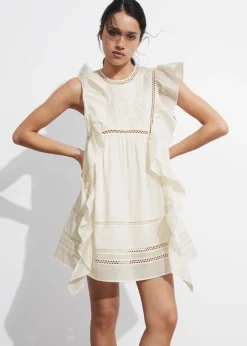& Other Stories Dresses | Embroidered Ruffle Mini Dress