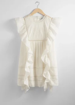 & Other Stories Dresses | Embroidered Ruffle Mini Dress