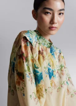 & Other Stories Blouses & Shirts | Extended-Shoulder Blouse Cream/Turquoise/Pink