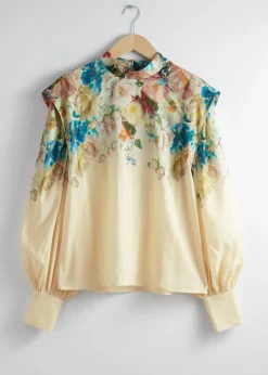 & Other Stories Blouses & Shirts | Extended-Shoulder Blouse Cream/Turquoise/Pink
