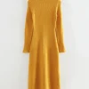 & Other Stories Dresses | Fitted A-Line Wool Knit Dress Yellow