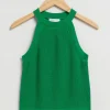 & Other Stories Tops | Sweaters & Knits | Fitted Halter Knit Top Khaki Green