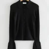 & Other Stories Tops | Blouses & Shirts | Fitted Ribbed Wool Shirt Black