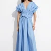 & Other Stories Dresses | Floral Appliqué Midi Dress Light Blue