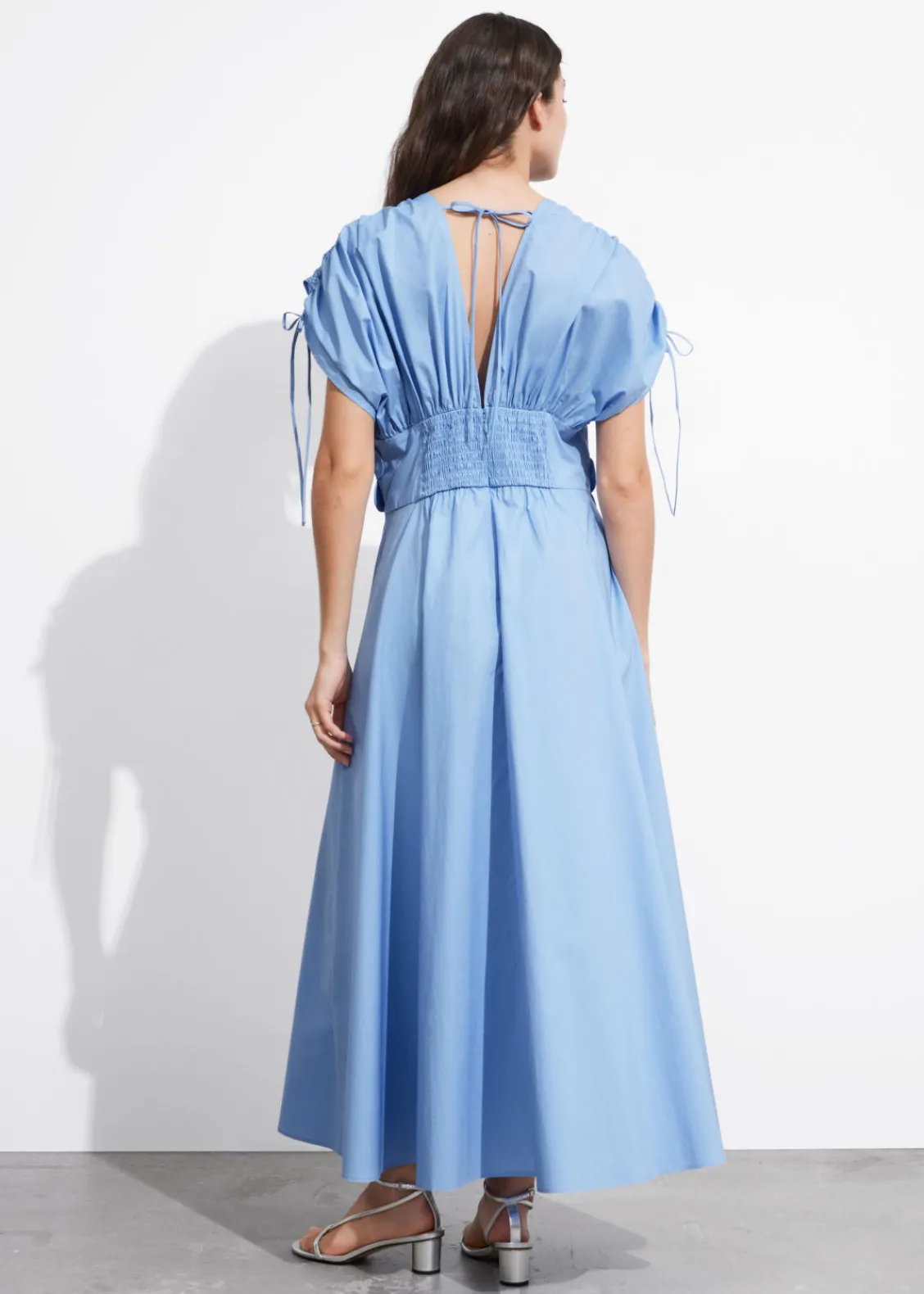 & Other Stories Dresses | Floral Appliqué Midi Dress Light Blue