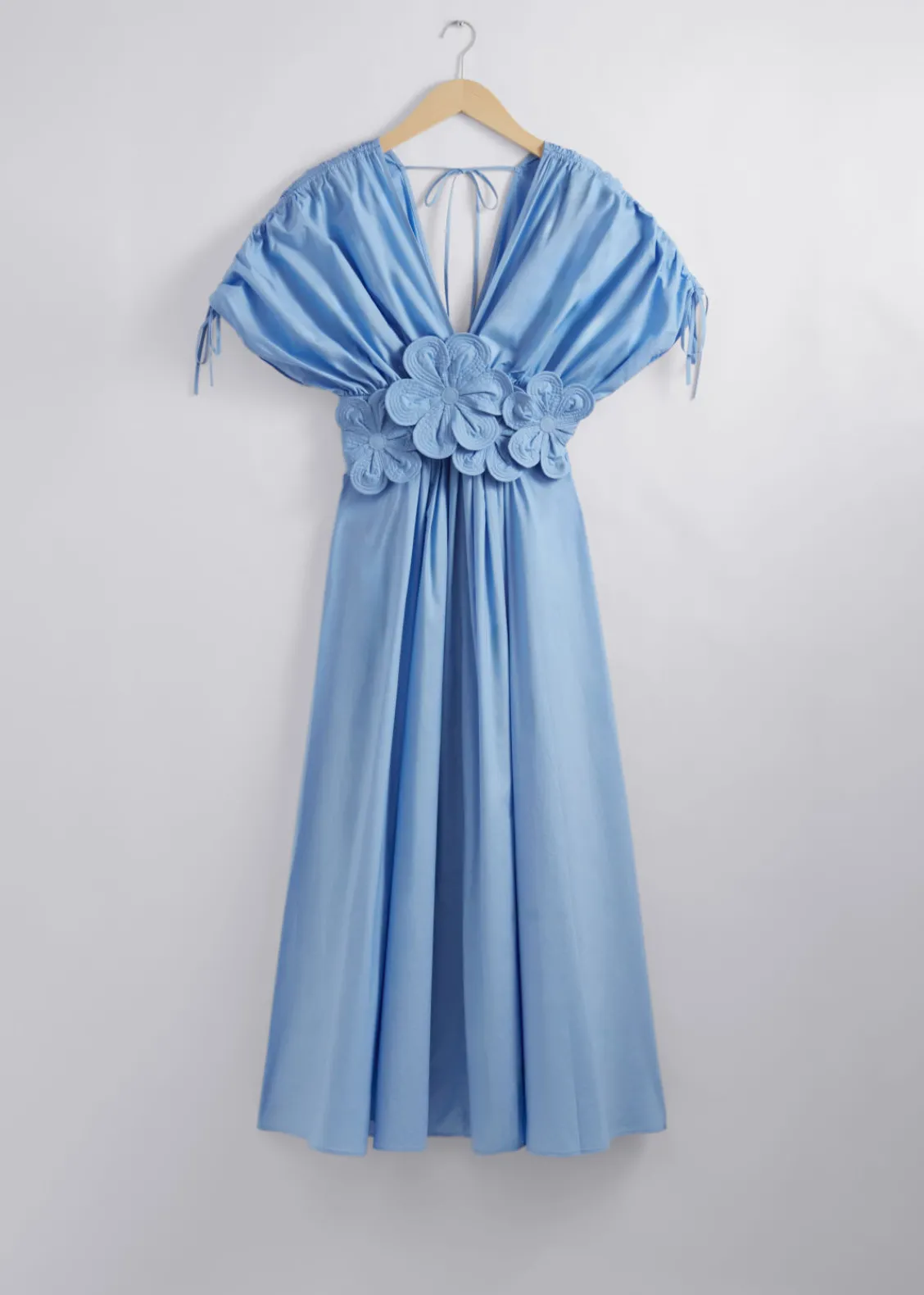 & Other Stories Dresses | Floral Appliqué Midi Dress Light Blue