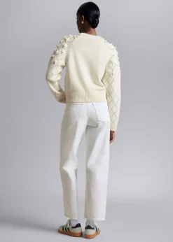 & Other Stories Sweaters & Knits | Floral-Appliqué Knit Sweater White