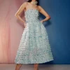 & Other Stories Dresses | Floral-Appliqué Midi Dress Green/Blue