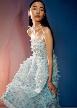 & Other Stories Dresses | Floral-Appliqué Midi Dress Green/Blue