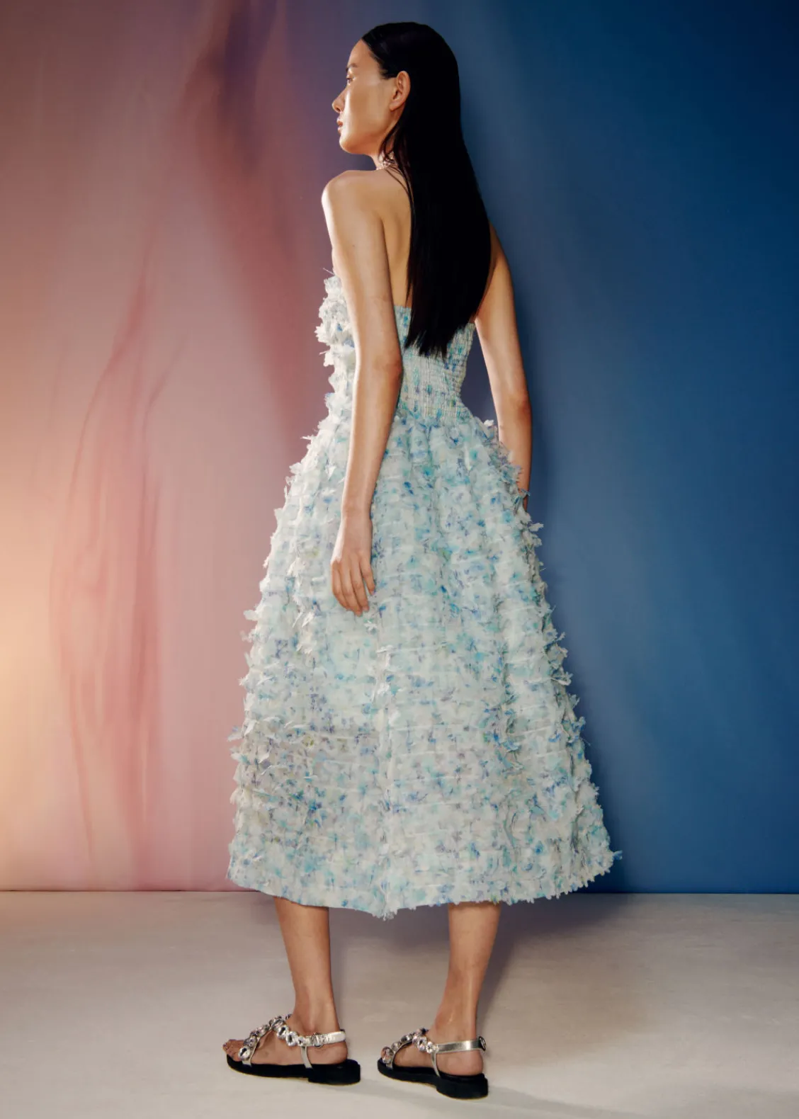 & Other Stories Dresses | Floral-Appliqué Midi Dress Green/Blue