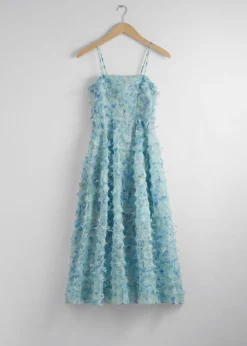 & Other Stories Dresses | Floral-Appliqué Midi Dress Green/Blue