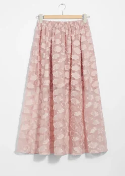& Other Stories Skirts | Floral-Appliqué Midi Skirt Pink