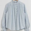 & Other Stories Blouses & Shirts | Frilled Detail Blouse Ivory/Light Blue Pinstriped
