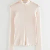 & Other Stories Tops | Frilled Tight Mock Neck Top White