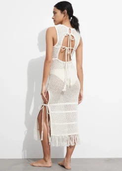 & Other Stories Swimwear | Dresses | Fringed Crochet Midi Dress White