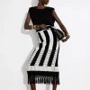 & Other Stories Skirts | Fringed Knit Midi Skirt Black/White
