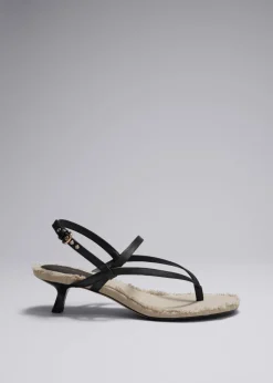 & Other Stories Heels | Sandals | Fringed Leather Sandals Black