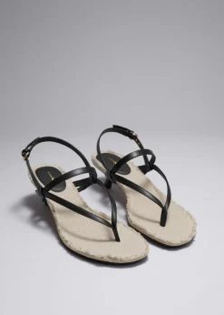 & Other Stories Heels | Sandals | Fringed Leather Sandals Black