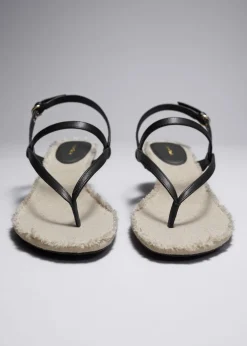 & Other Stories Heels | Sandals | Fringed Leather Sandals Black