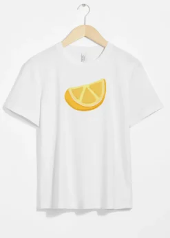 & Other Stories Tops | Fruit-Motif Crewneck T-Shirt White