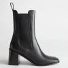 & Other Stories Boots | Heeled Leather Chelsea Boots Black
