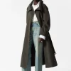& Other Stories Outerwear | High-Collar Trench Coat Green