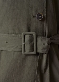 & Other Stories Outerwear | High-Collar Trench Coat Green