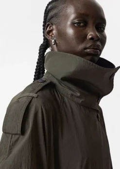 & Other Stories Outerwear | High-Collar Trench Coat Green