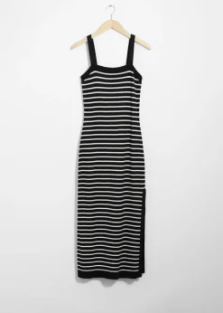 & Other Stories Swimwear | Dresses | Jacquard-Knit Midi Dress Black/White Stripes