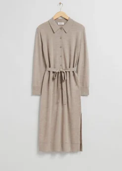 & Other Stories Dresses | Sweaters & Knits | Knitted Polo Dress Light Brown Melange
