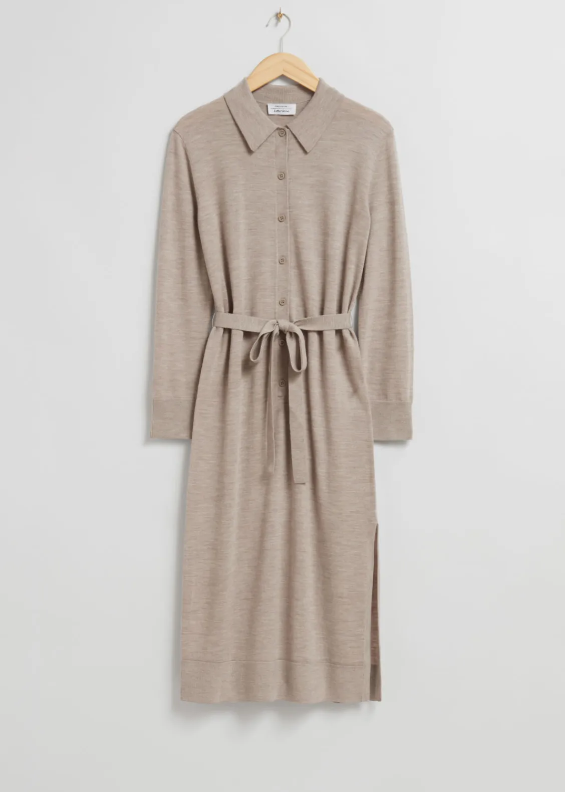 & Other Stories Dresses | Sweaters & Knits | Knitted Polo Dress Light Brown Melange