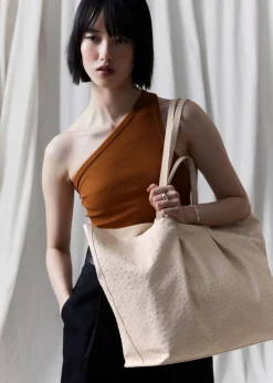 & Other Stories Totes | Large Embossed Leather Tote Ivory