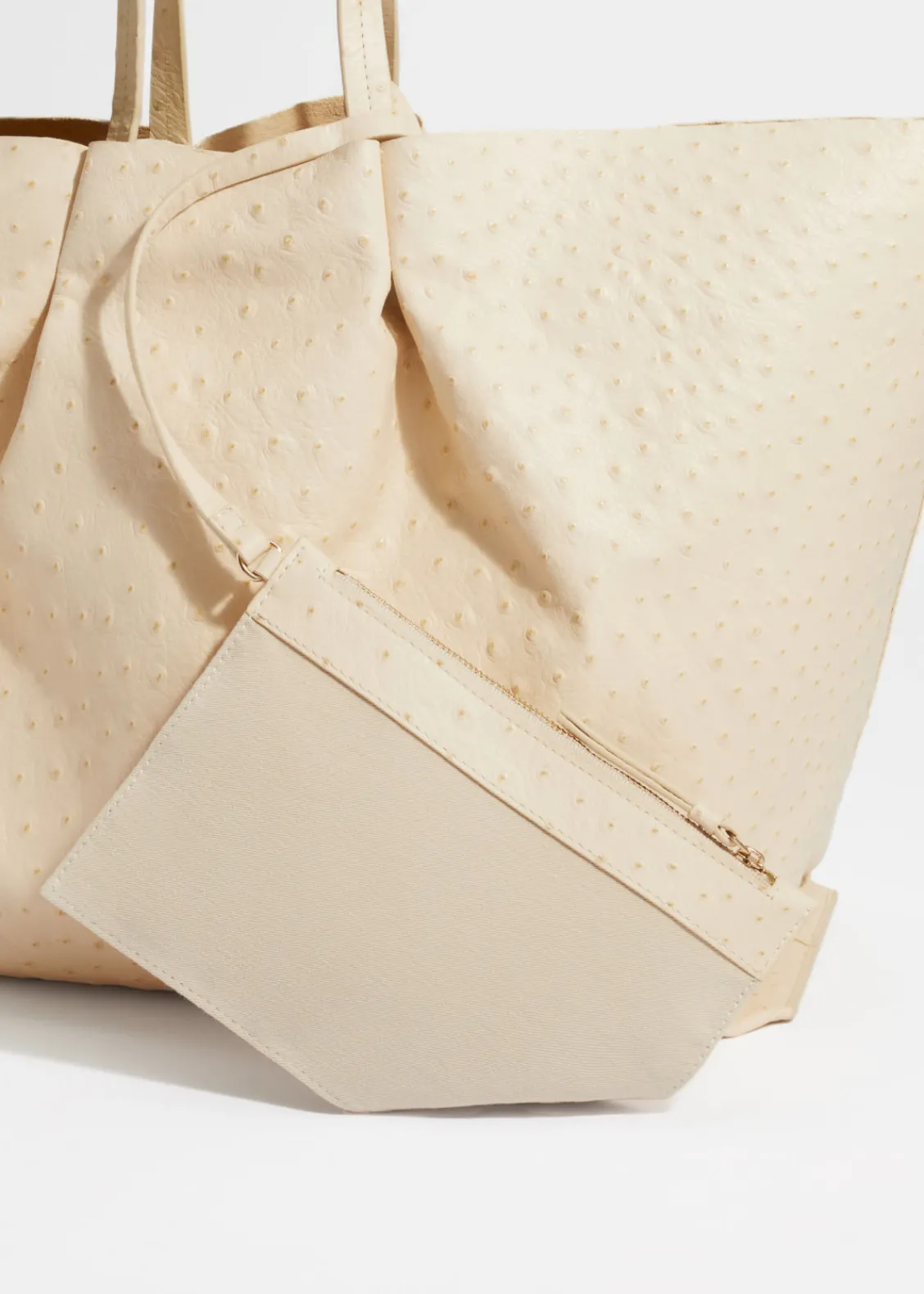 & Other Stories Totes | Large Embossed Leather Tote Ivory