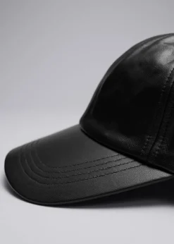 & Other Stories Hats | Leather Baseball Cap Black