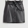 & Other Stories Skirts | Leather Paperbag Belted Skirt Black