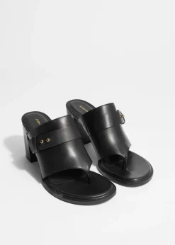 & Other Stories Heels | Sandals | Leather Toe-Thong Mules Black