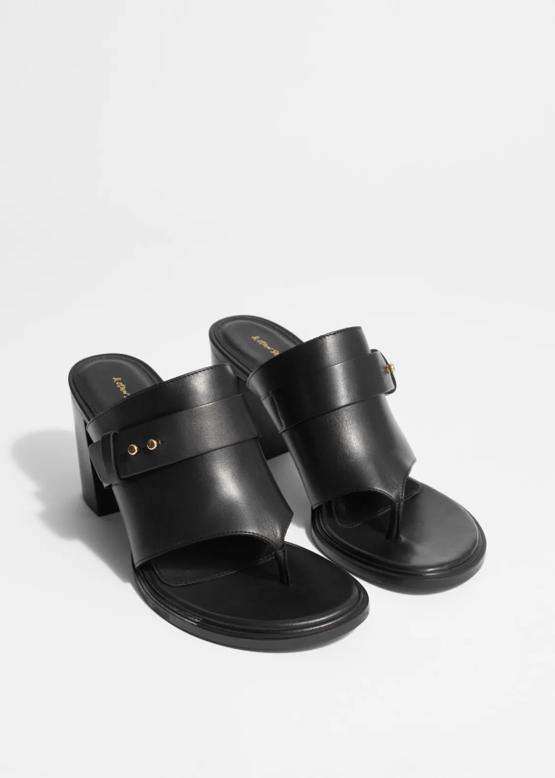 & Other Stories Heels | Sandals | Leather Toe-Thong Mules Black