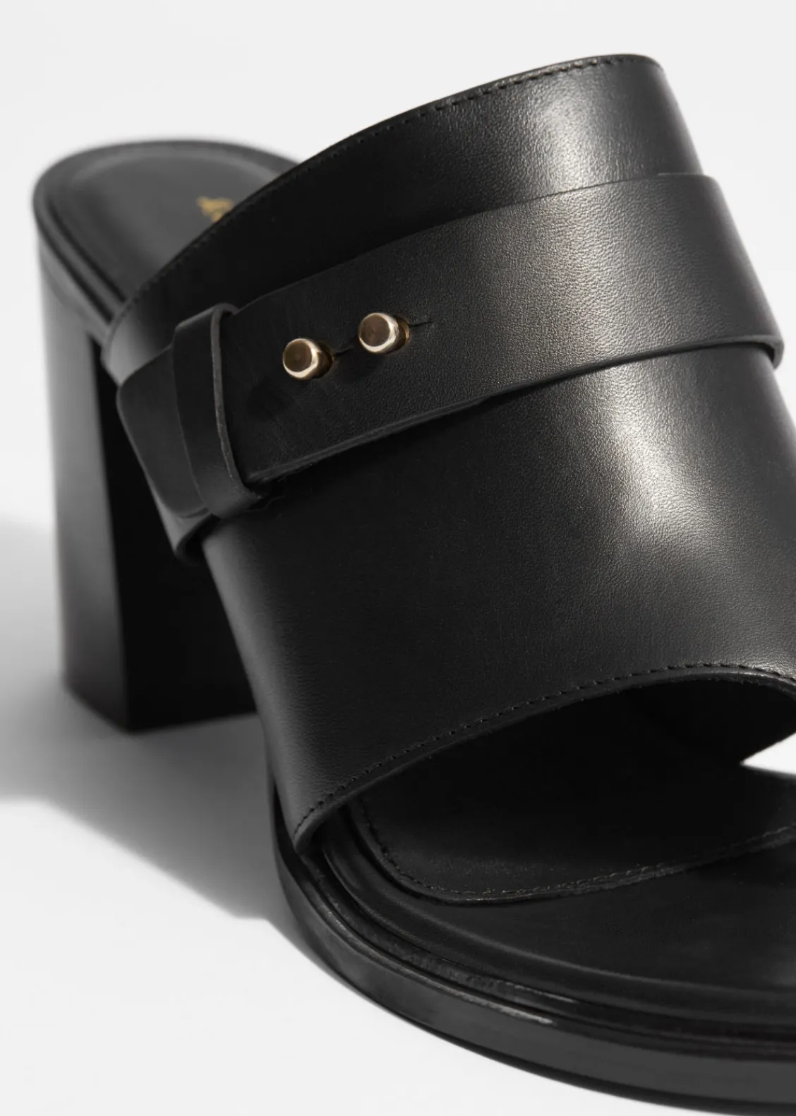 & Other Stories Heels | Sandals | Leather Toe-Thong Mules Black