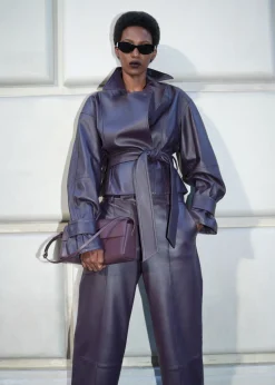 & Other Stories Pants | Leather Trousers Dark Purple