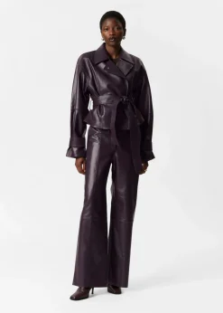 & Other Stories Pants | Leather Trousers Dark Purple