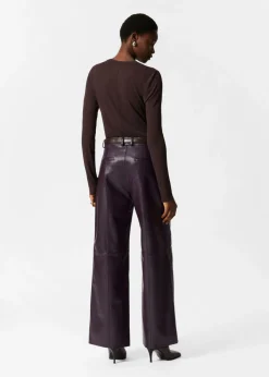 & Other Stories Pants | Leather Trousers Dark Purple
