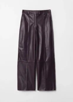 & Other Stories Pants | Leather Trousers Dark Purple